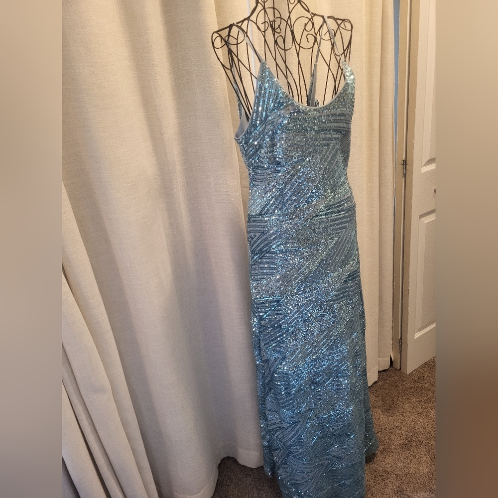 Anthropologie Sparkling Blue Maxi Dress